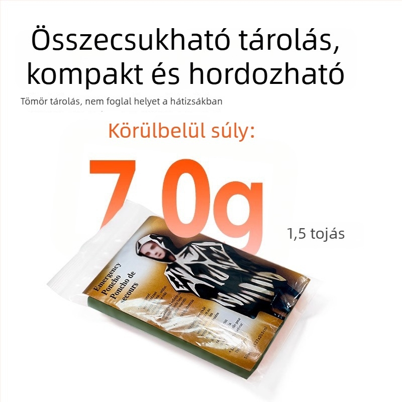 Rajzfilm-stílusú hegymászói esőponcsó PE alumíniumfóliás anyagból, közepes vastagságú, felnőtt számára, egy személyre szóló, vízálló PE ragasztóréteg
