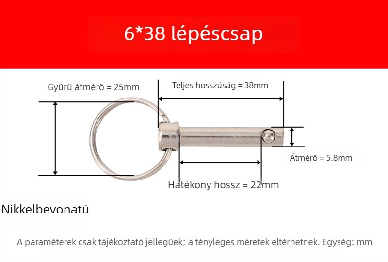 A3-szénacél gyorskioldó csap gyűrűvel, mechanikus pozicionálás, DIN 6885-B szabvány, különböző specifikációk