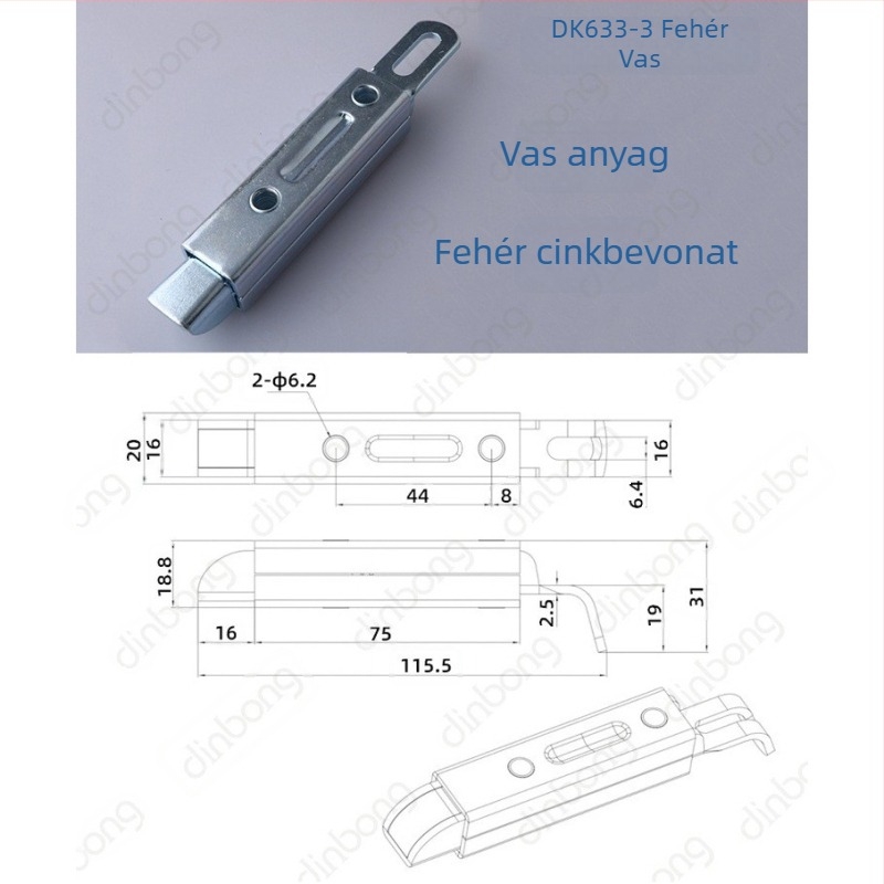 DK633 szekrényzár rugó-visszatérő mechanizmussal, típus A zár, cinkötvözet, cinkbevonat