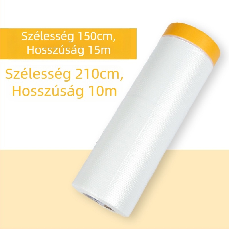 Festékvédő fólia papír alapú PE filmmel maszkoláshoz és porvédelmi célokra (Vastagság: 0.6–0.7 mm; Anyag: PE + japán papír; Ragasztó rendszer: papír alapú; Alkalmazás: autók, hajók, vonatok, kabinok, bútorok)