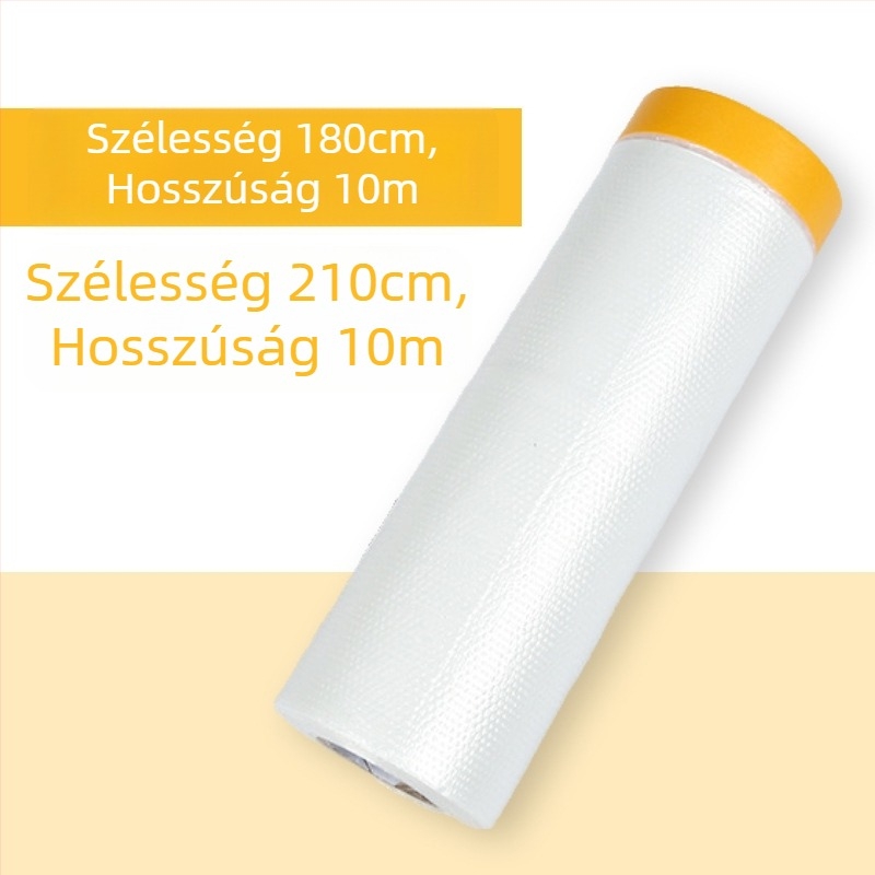 Festékvédő fólia papír alapú PE filmmel maszkoláshoz és porvédelmi célokra (Vastagság: 0.6–0.7 mm; Anyag: PE + japán papír; Ragasztó rendszer: papír alapú; Alkalmazás: autók, hajók, vonatok, kabinok, bútorok)
