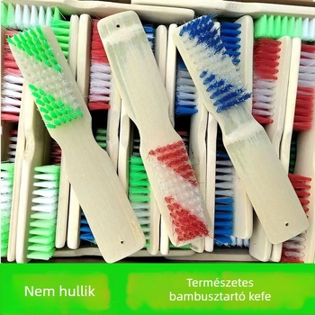 Hosszú nyelű bambusz cipőecset, kemény sörtékkel, fa kivitel, márka Show Off, modell A8-18-2