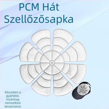 Sapka alakú, kör alakú fejhűtő párna PCM töltettel és TPU szövettel a hőguta megelőzésére