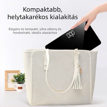 Tükörfelületű elektronikus mérleg, hordozható, 180 kg teherbírás, AA elem/USB töltés
