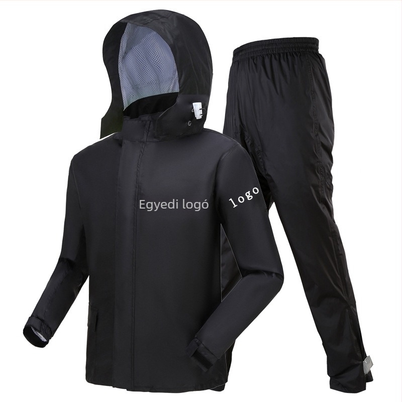 Külön szettes esőkabát és esőnadrág, nylon anyag, PU ragasztó réteg, szabályos vastagság, felnőtteknek, kód 101