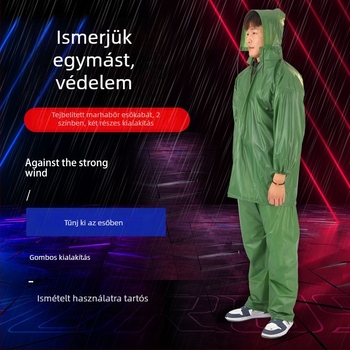 PVC esőkabát szett osztott dizájnnal, felnőtteknek, normál vastagságú, tea szedéséhez