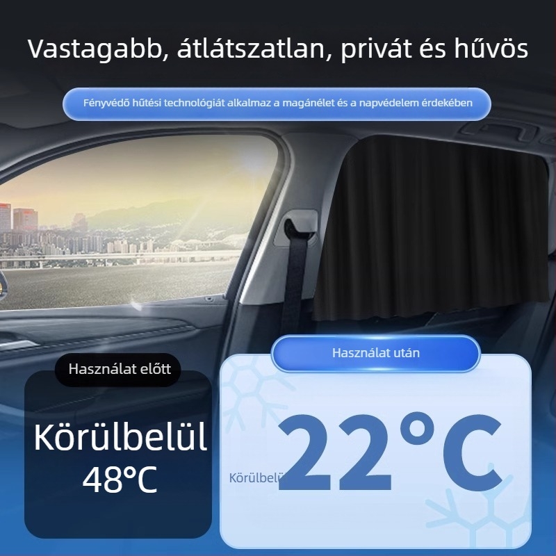 Sín típusú autóablakfüggöny – napsugár elleni védelem és magánélet a hátsó ülésekhez