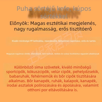 Hosszú nyelű, puha sörtés tisztító ecset cipők, ruhák, hálós felületek és pehelykabát tisztításához