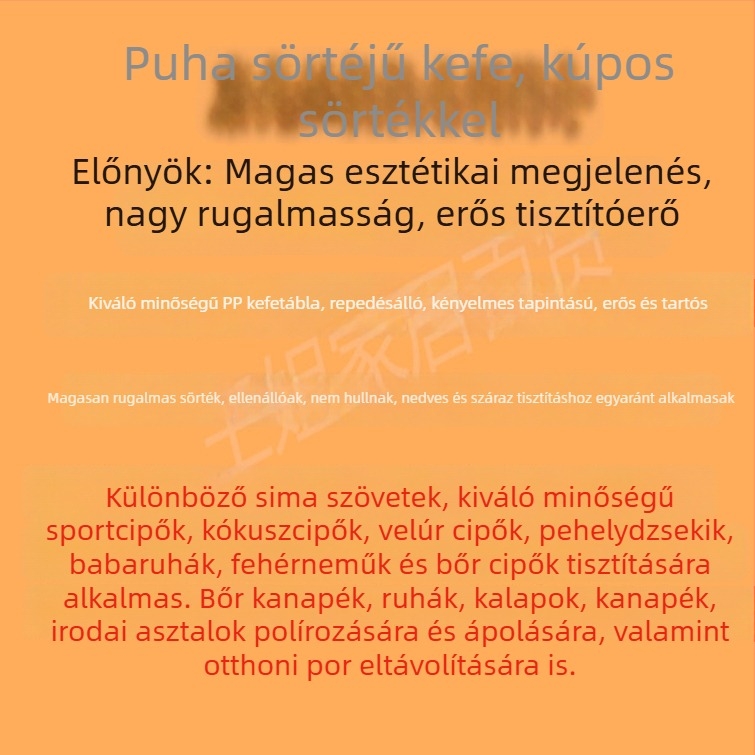 Hosszú nyelű, puha sörtés tisztító ecset cipők, ruhák, hálós felületek és pehelykabát tisztításához