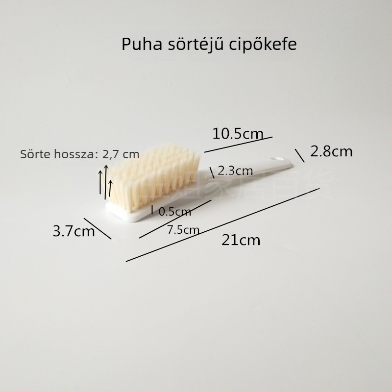 Hosszú nyelű, puha sörtés tisztító ecset cipők, ruhák, hálós felületek és pehelykabát tisztításához