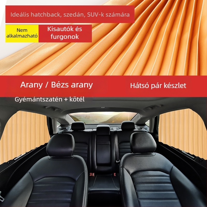 Autófüggönyök és napvédők — vastag, átlátszatlan anyag, függő rögzítés, univerzális autó- és terepjáró modellhez