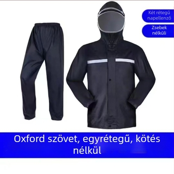Kerékpározáshoz készült esőkabát és esőnadrág készlet, vízálló, reflexiós, Oxford szövet