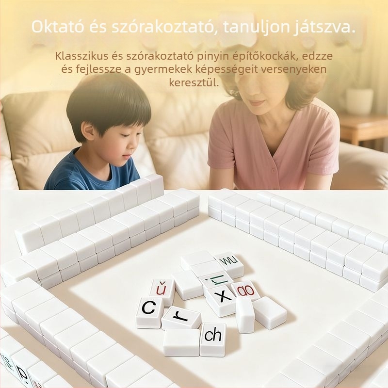 Pinyin Mahjong Alphabet Oktatási Asztali Játék Olvasás és Nyelvi Tanulásért — Interaktív Műanyag Játék 7–14 éveseknek
