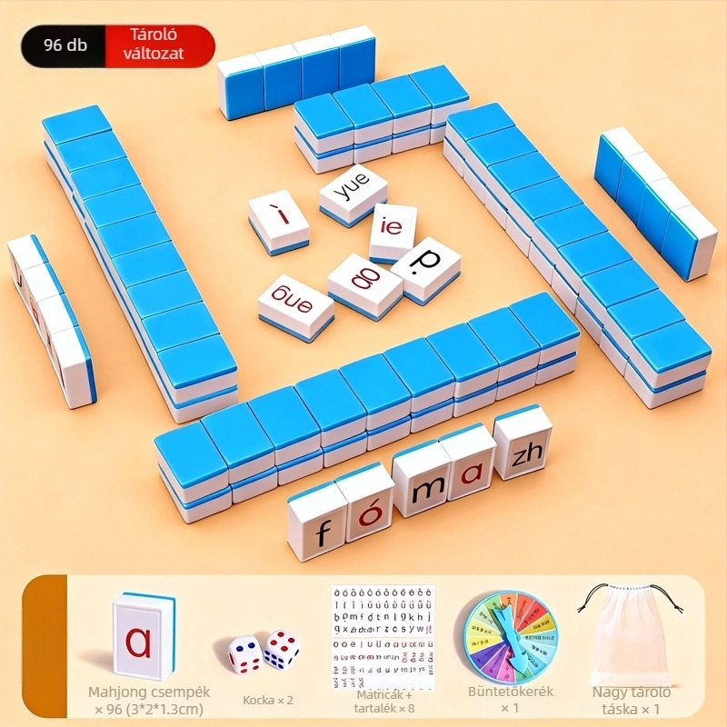 Pinyin Mahjong Alphabet Oktatási Asztali Játék Olvasás és Nyelvi Tanulásért — Interaktív Műanyag Játék 7–14 éveseknek