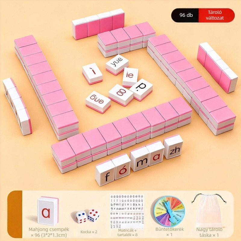 Pinyin Mahjong Alphabet Oktatási Asztali Játék Olvasás és Nyelvi Tanulásért — Interaktív Műanyag Játék 7–14 éveseknek