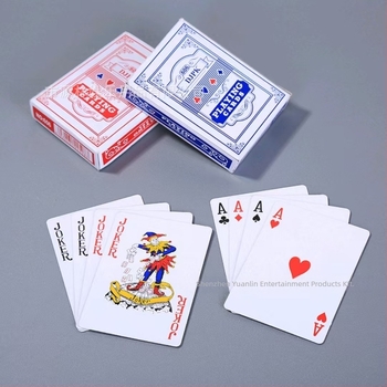 Poker kártya készlet, ABS anyag, 56 lap, színes dobozos csomagolás, tartalmaz négy jokert
