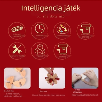 Fából készült Kongming–Luban záras puzzle készlet fiúknak – korai oktatásra szánt logikai fejtörő, DIY logó testreszabás, 7–14 éveseknek