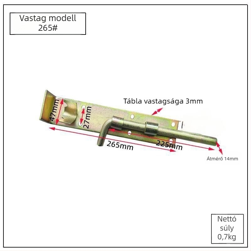 Vasajtók pillangózár vasból – kettős faajtókhoz, függőleges zár és kinyúló vízszintes zár