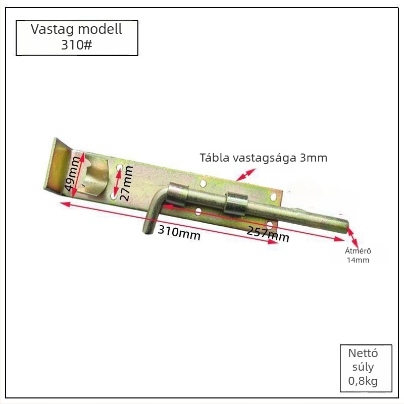 Vasajtók pillangózár vasból – kettős faajtókhoz, függőleges zár és kinyúló vízszintes zár