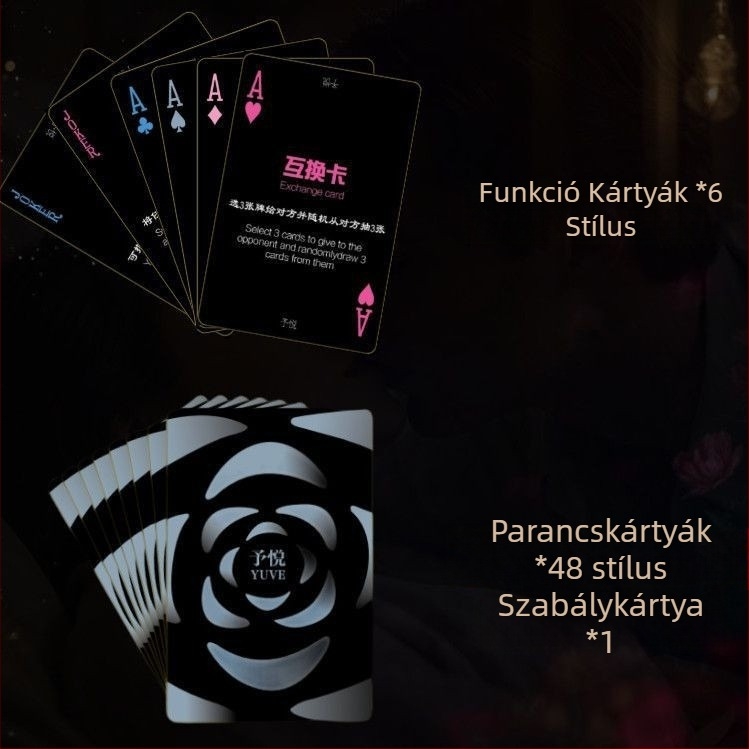 Kétfős kártyajáték — interaktív társasjáték pároknak, poker stílusban (Anyag: papír; Típus: poker; Csomagolás: táska; Korhatár: 14+; Érzelmi fejlődés)