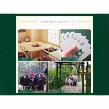 Mahjong és póker kártya készlet, vastított kártyák, 144 kártya, hordozható utazó készlet, 108 Mahjong lap, hajlítás elleni kialakítás