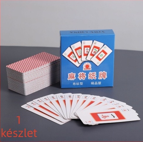 Mahjong és póker kártya készlet, vastított kártyák, 144 kártya, hordozható utazó készlet, 108 Mahjong lap, hajlítás elleni kialakítás