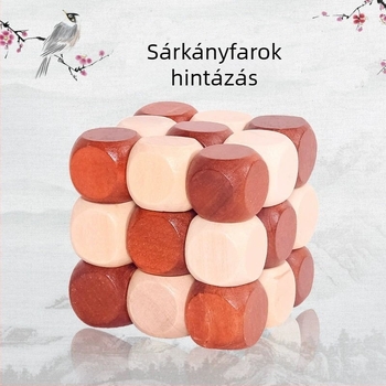 Fából készült Kongming Lock Luban Lock logó testreszabással és eltávolítható–telepíthető mechanizmussal, 7–14 éveseknek