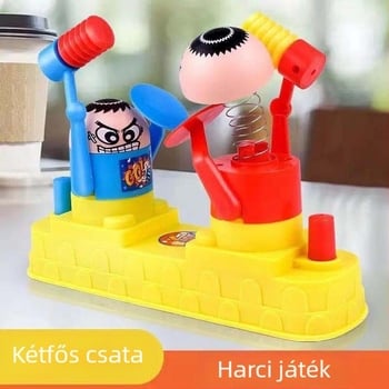 Asztali kétjátékos harci játék gyerekeknek – műanyag kivitelezés, dupla interaktív játék, rajzfilmszerű aranyos stílus, szülő-gyerek harc, 15–35 éves kor
