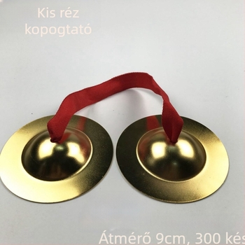 Kis méretű réz gong kis csimbálokkal – fém ütőhangszer gyerekeknek, 7–14 éveseknek