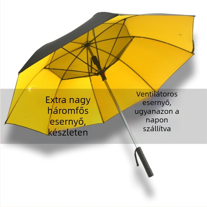Hosszú nyélű esernyő esernyő vizes- és napellenzős funkcióval — 8 bordás váz, automatikus nyitás, ötvözet cső, műanyag fogantyú