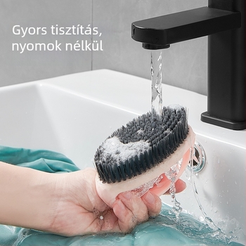 Cipőtisztító kefe hosszú nyéllel, puha szálú műanyag fejjel — tisztításra és portalanításra