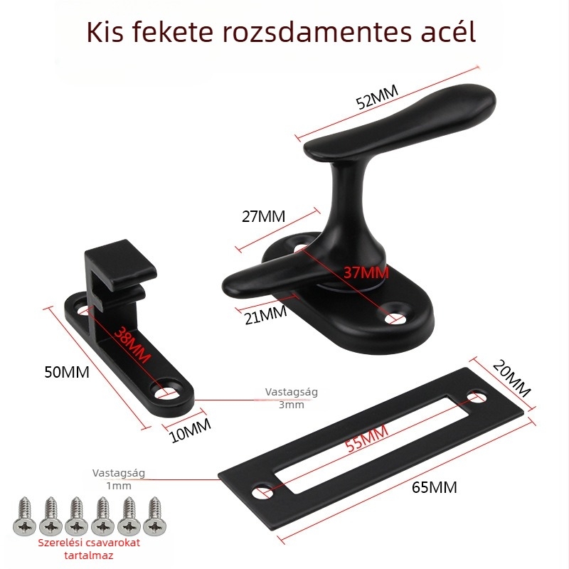 Rozsdamentes acél ajtózár, felületre szerelt, modern minimál stílus