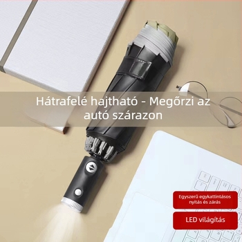 LED világítású automata visszafelé nyíló esernyő, 10 alumínium bordával, reklám esernyő