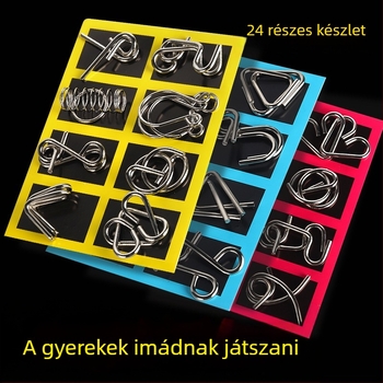8 részes vasgyűrűs logikai puzzle a kognitív képességek fejlesztéséhez