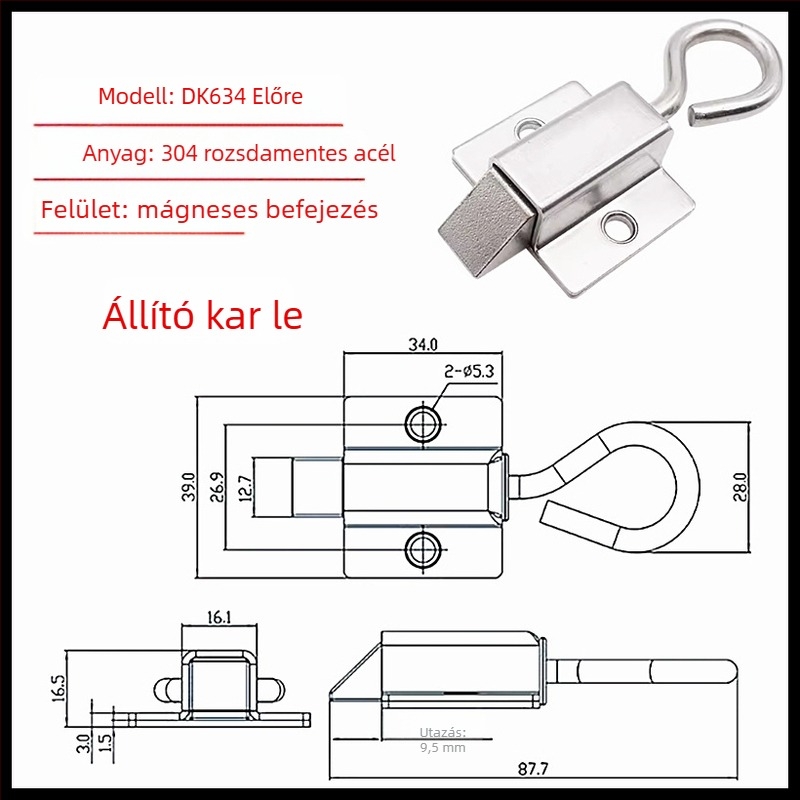 DK634 Nehéz igénybevételű zár ipari szekrényajtókhoz — vasanyag, élénk fényű felület, modern minimalist stílus
