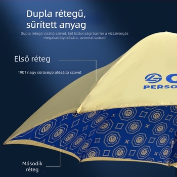 Luxus dupla rétegű golf esernyő, automata nyitás, hosszú nyél, megnövelt szélállóság, testreszabható minta és logó nyomtatás.
