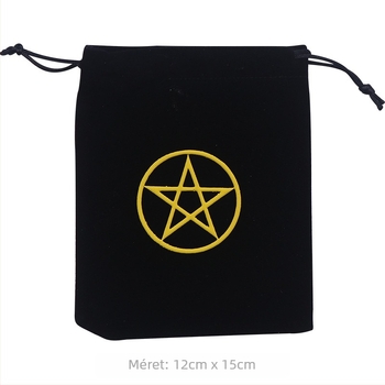 Tarot kártyatáska pentagramm mintával, flanel tároló zsák