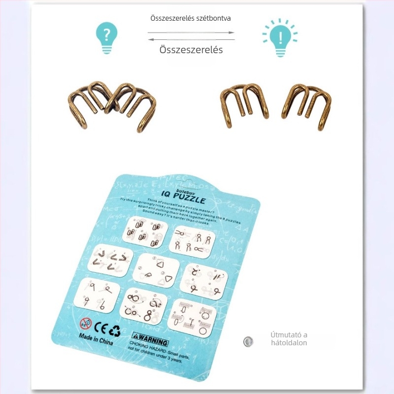Kilenc láncból álló intellektuális záró puzzle, nyolcrészes fém készlet, 7–14 éveseknek, mintavételi testreszabás elérhető