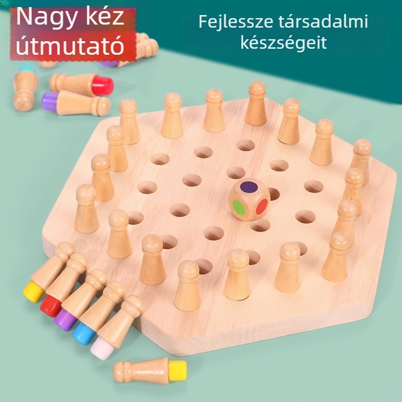 Fából készült oktatási társasjáték gyerekeknek 4-6 éveseknek — Többfunkciós logikai gondolkodást fejlesztő játék, fejleszti a kéz-szem koordinációt