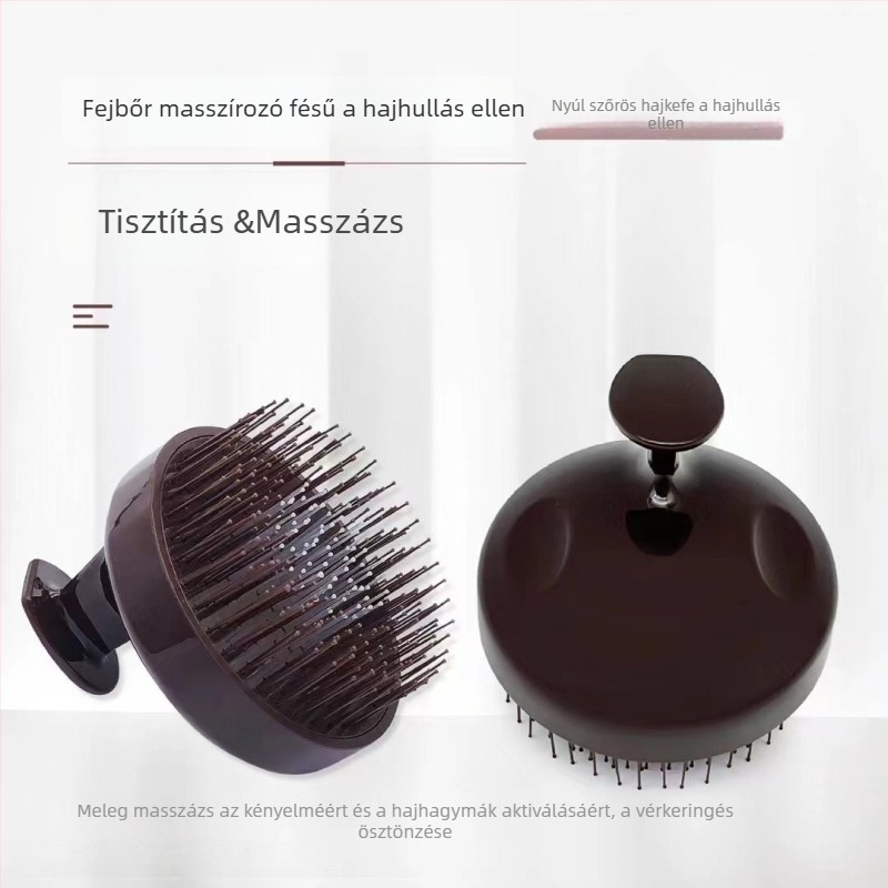 Fából készült samponkefe a fejbőr masszírozásához és nedves hajra mély tisztításhoz