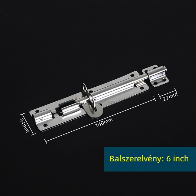 Rozsdamentes acél ajtózár Type A, fürdőszoba fa ajtóhoz, elektroplatinált felület, modern minimál stílus, Gurui