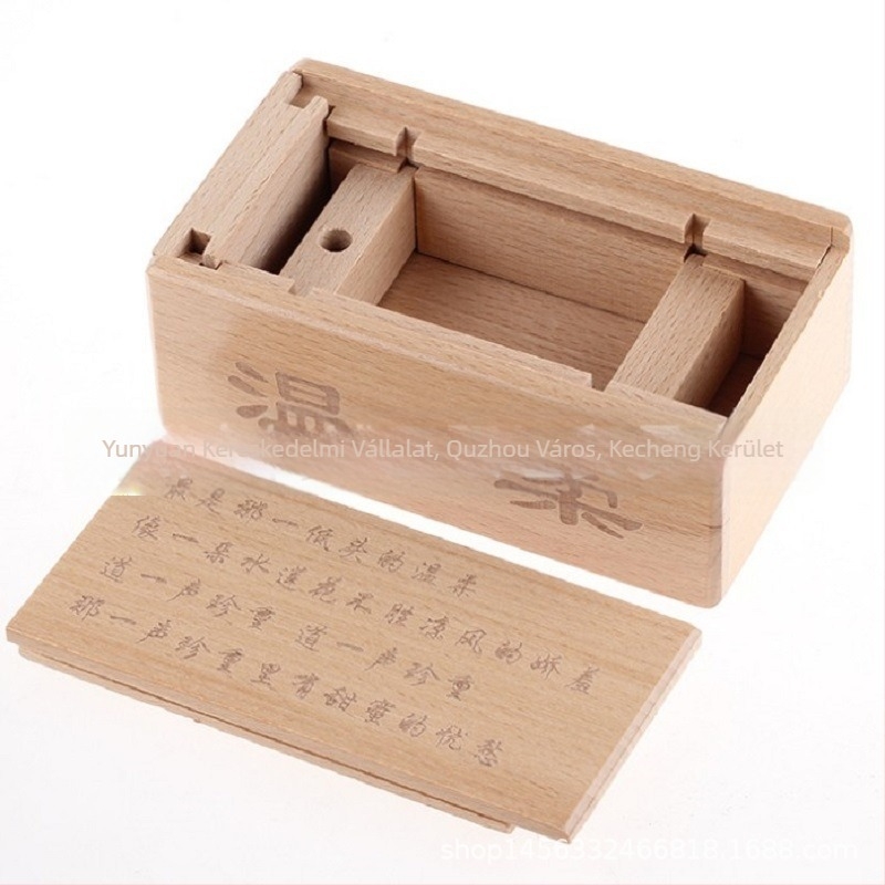 Fából készült Kongming Lock puzzle doboz - retro háromnyílásos, fejtörő az escape játékokhoz (Eredet: Zhejiang · Anyag: Fa · Kategória: Kongming/Luban Lock · Korosztály: 7–14)