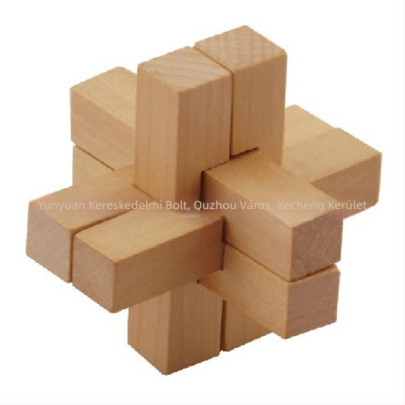Fából készült Kongming Lock puzzle doboz - retro háromnyílásos, fejtörő az escape játékokhoz (Eredet: Zhejiang · Anyag: Fa · Kategória: Kongming/Luban Lock · Korosztály: 7–14)