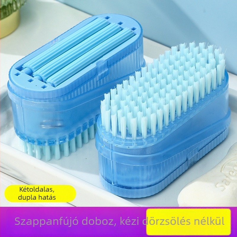 Kétfunkciós mosóecset szappanhabos dobozzal és görgővel – ABS, 130 g, Zhejiang