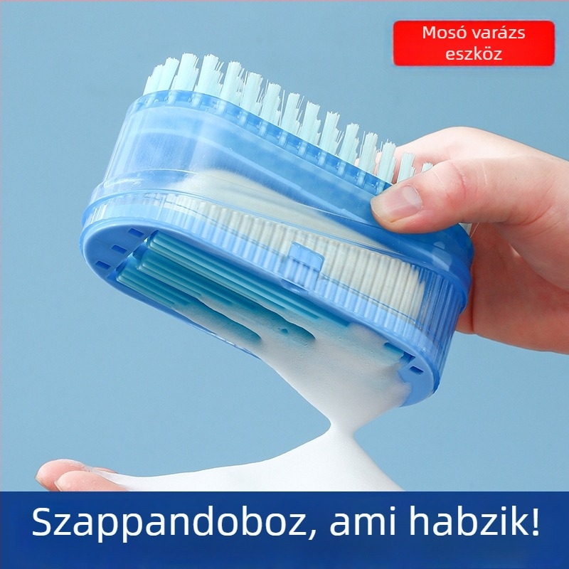 Kétfunkciós mosóecset szappanhabos dobozzal és görgővel – ABS, 130 g, Zhejiang