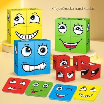 Arcot változtató puzzleblokkok gyerekeknek — térbeli gondolkodás fejlesztése, oktató társasjáték szülő-gyermek interakcióval