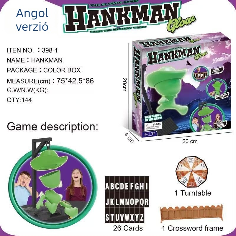 Mágneses HANGMAN – Titkos Szó Játék, Kártyás Társasjáték, 15–35 éveseknek