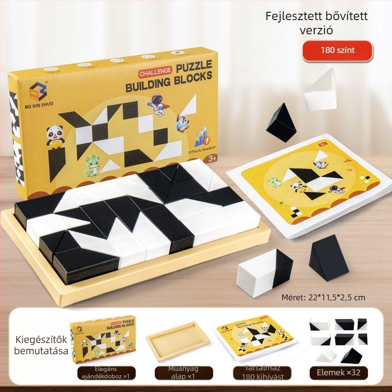 Műanyagból készült rejthető építőblokkokkal rendelkező puzzle játék gyerekeknek, fejleszti a térbeli gondolkodást és a képzeletet, szülő-gyermek interaktív társasjáték, 4-6 éveseknek