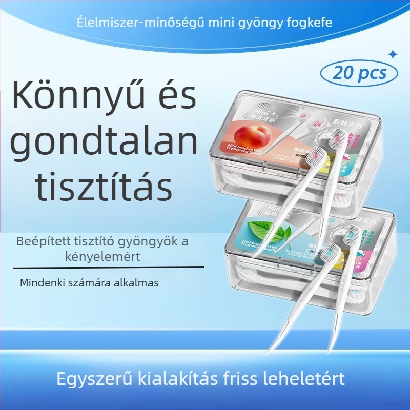 Egyszer használatos fogkefe, mini méretű utazáshoz, felnőtteknek, dobozban 20 darab
