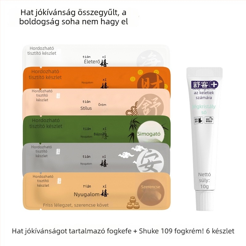 Tianxi egyszer használatos fogkefekészlet fogkrémmel - PP anyag, 6 darab, cikkszám Y93024